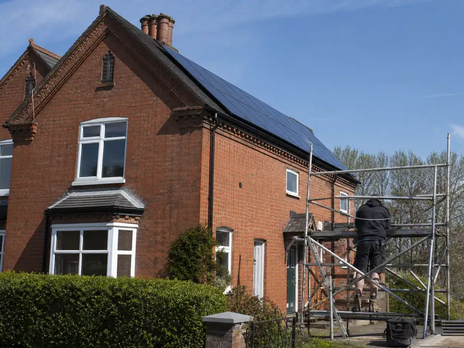 Solar panels on an Edwardian semi-detached house in Long Eaton